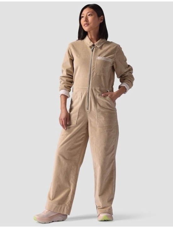 stoic Pants - Stoic Wide Leg Corduroy Jumpsuit Coveralls Tan Beige Small